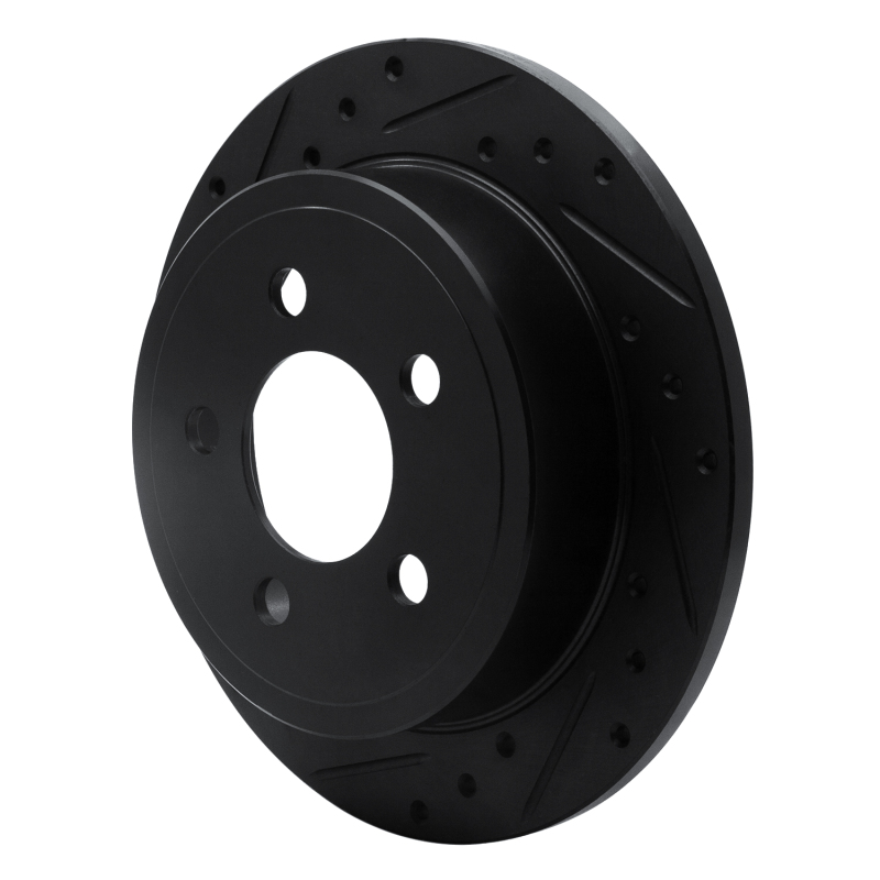 Jeep Liberty Brake Rotor (1) - Rear Left - R1 Concepts - Drilled & Slotted - Black - `03-`07